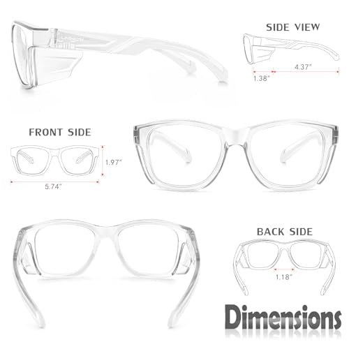 UKNOW Safety Glasses - Anti Fog Lenses - Eye Protection with Side Shields - ANSI Z87.1 Protective Eyewear - UV Protection - color: Transparent