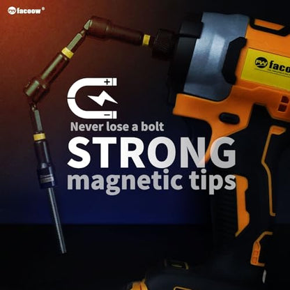 Facoow Magnetic Nut Driver Set 55PCS, SAE&Metric Impact Nut Driver Set with Socket Adapters, Deep Nut Drivers, Power Bit, Wing Nut Driver, Quick Release Extension, Poviting Nutsetter, Storage Box