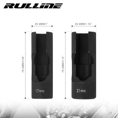 RULLINE 2Pcs Upgraded Steel Flare Nut Socket Set 17mm+21mm for Automotive and Mechanical Applications 1/2" square drive - size: 17mm+21mm