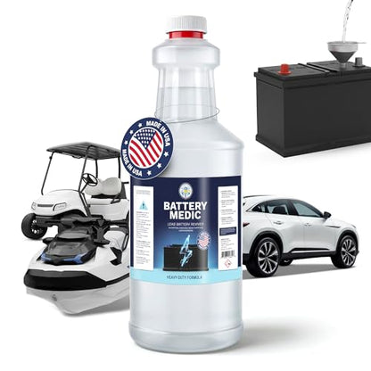 Professional Battery Restorer & Maintainer Reconditioning Formula – Restores & Extends Battery Life for 6V, 8V, 12V & 48V Lead-Acid, AGM & Gel Batteries – 32 oz. High-Performance Solution