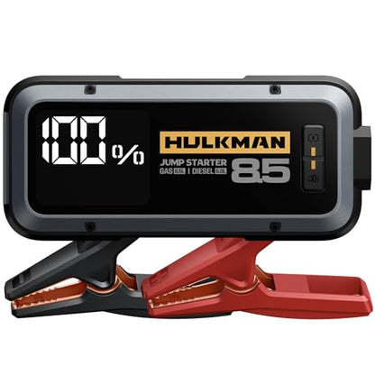 Hulkman Alpha85 Smart Portable Jump Starter, 2000A Battery Booster Pack with LED Display, Flashlight, 74Wh Power Bank & Jumper Cable, 12V Jump Box for up to 8.5L Gas & 6.0L Diesel, Cars, SUVs & Trucks
