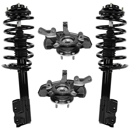 Detroit Axle - FWD Front Steering Knuckles & Wheel Hub Bearings + Struts w/Coil Spring Replacement for Jeep Patriot Compass - 4pc Set - size: 4QU48605/ Big strut kit