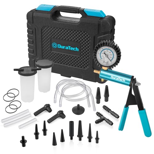 DURATECH 2 in 1 Brake Bleeder Kit, with Metal Handheld Vacuum Pump | Brake Fluid Bleeder Kit, Vacuum Brake Bleeder, Ideal for Automotive, Organized in Portable Case
