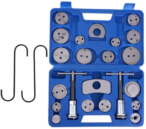 WEEK NINE 24pc Brake Caliper Compression Tool Set, Heavy Duty Brake Piston Compressor and Wind Back Tool Kit for Brake Pad Replacement, Universal Disc Brake Caliper Tool Set (Blue) - color: Blue