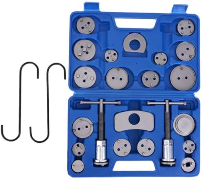 WEEK NINE 24pc Brake Caliper Compression Tool Set, Heavy Duty Brake Piston Compressor and Wind Back Tool Kit for Brake Pad Replacement, Universal Disc Brake Caliper Tool Set (Blue) - color: Blue
