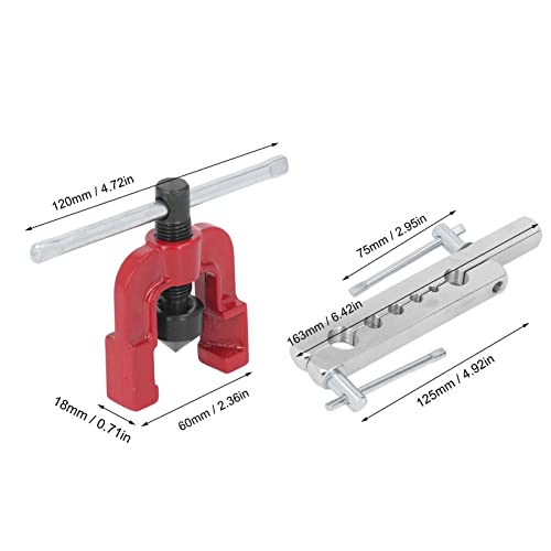 Professional Brake Line Flaring Tool Kit for Copper, Brass & Aluminum Tubing – 6-Sized Die Set (3/16" to 5/8") with Jig & Cutter