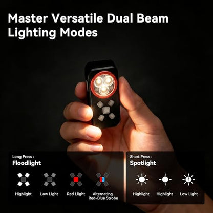 Yzoni R3 EDC Flashlight Rechargeable, Pocket Clip On Flashlight, Mini Magnetic Flashlight with 800LM Spotlight & 600LM Floodlight, USB-C Small Flashlight for Inspection, Repair, Camping & Emergency
