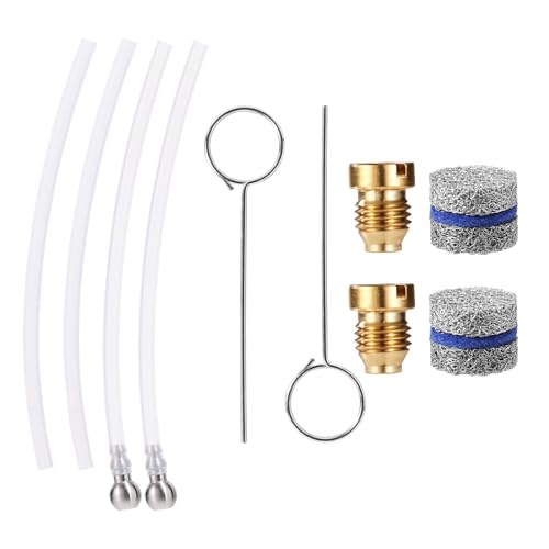 2 Sets Foam Cannon Orifice Kit, 0.04in/1.1mm Thread Nozzle and Foam Maker Meshes with Cleaning Tools Straw Filter Balls Universal Replacement Parts for Car Wash Tools - color: gold, silver, blue