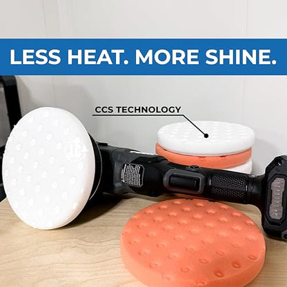 CCS Smart Pads Dual Action Foam Pad Combo | 2-Step Compounding & Polishing for Paint Correction | Cut & Polish with Ease | 3 White & 3 Orange Pads | LC-65-CPKIT-FBA | 6.5 in.
