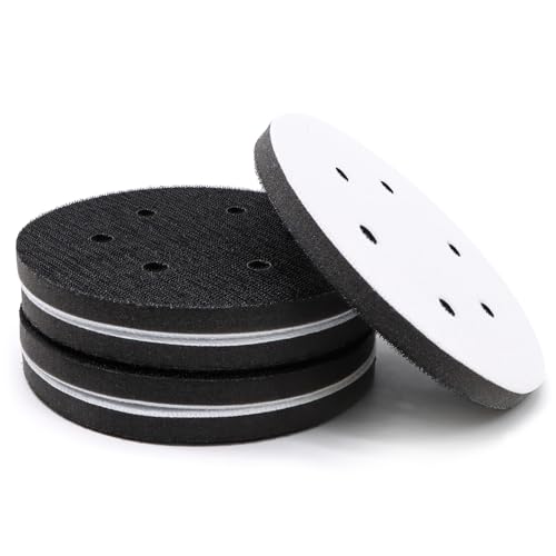 5 Pack Interface Pads, 6 Inch 6 Holes Hook and Loop Soft Density Sponge Cushion Buffer Backing Pad, Foam Sanding Interface Pads for Orbital Sander Automotive Woodworking Polishing - size: 6 inch 6 Hole - 5 Pack