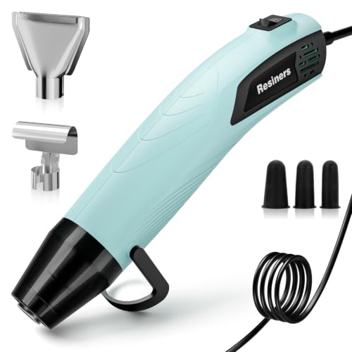 Resiners Heat Gun for Crafting, 350W Mini Heat Gun for Resin Bubbles | Fast-Heating Mini Heat Gun With Dual Temperatures, 3 Nozzles and Silicone Covers for Resin, Vinyl, Shrink Wrap and DIY Crafts