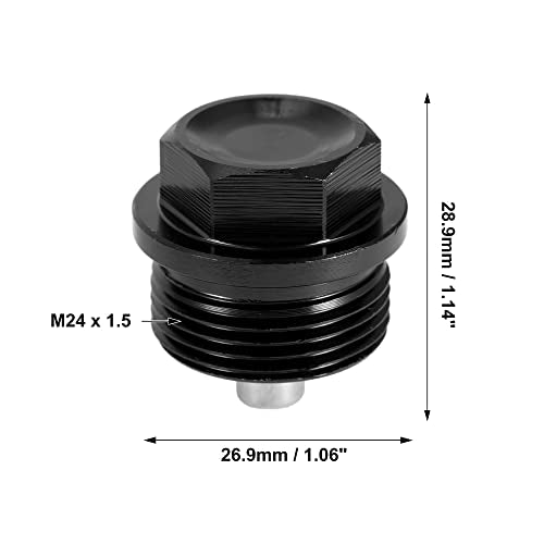 X AUTOHAUX 2 Set M24x1.5 Oil Drain Plug Magnetic Aluminum Alloy Sump Drain Nut Oil Drain Bolt with 2 Washer for Car Motorcycle Black - size: M24x1.5