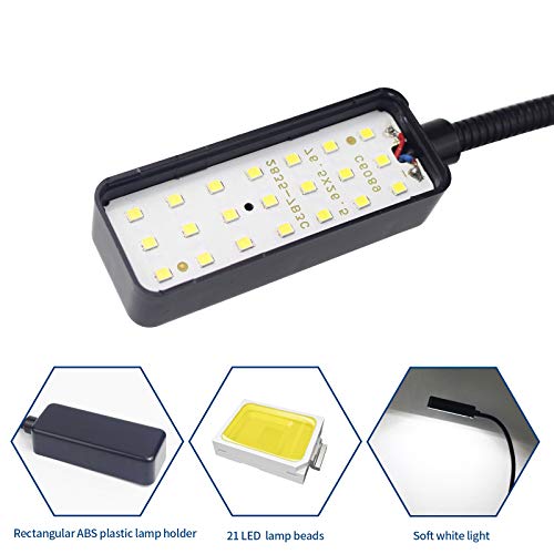 Led Magnetic Work Light 21 LEDs 300mm FlexibleGooseneck lamp 500 Lumens 120 Volt for SewingMachine Lathe Milling Drill Press Industrial Lighting - color: Round Magnetic Base, 5W, 12"