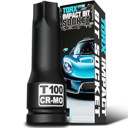 1/2" Drive T100 Torx Bit Socket, Star Bit Socket, CR-MO Steel, Motorcycle, Bicycle Machinery Repair - size: 1/2" T-100 Deep