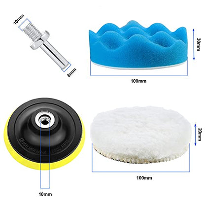 4 Inch Buffing Polishing Pads, 10 Pcs Drill Polishing Kit, Compound Buffing Sponge Pads for Car Polishing, Waxing, Sealing Glaze, Polishing and Waxing