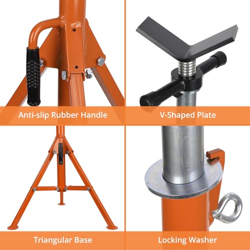 Heavy-Duty Pipe Jack Stands, 2500LB Capacity & 28-52 Inch Adjustable Height, Folding Steel Stand for Welding, Automotive Repair and Industrial Use,Orange - size: 2500lbs