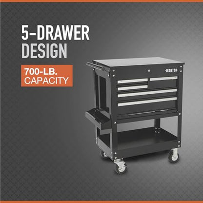 Ironton 30in. 5-Drawer Mechanic's Tool Cart, 700-Lb. Capacity | 33-7/8in.L x 17-5/8in.W x 39-1/8in.H, Rolling mobility, Quick-access tool organization, Garage/service use - size: 5 Drawer