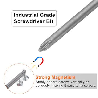 5pcs #1 Phillips Screwdriver Bit PH1 1/4" Hex Shank 4" (100mm) Long Magnetic S2 Steel Industrial Grade Screw Driver Bit Cross Head Electric Drill Bits 0.138" (3.5mm) Rod