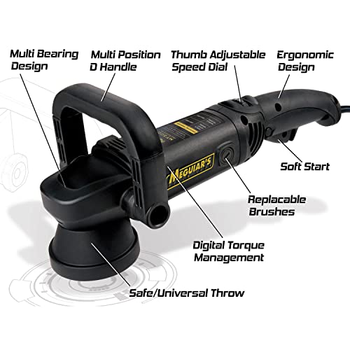 Meguiar's MT300 Variable Speed Dual Action Polisher, Professionally Designed Car Scratch Remover and Car Polisher with Digital Torque Management, 1 Count