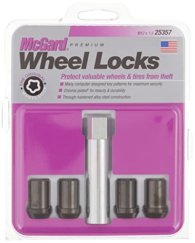 McGard 25357 Tuner Style Cone Seat Wheel Locks Black (M12 x 1.5 Thread Size) - Set of 4, 4 Locks / 1 Key - color: Black