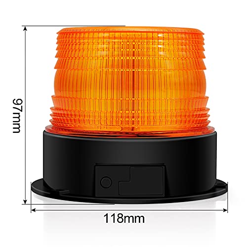 AnTom 2PCS Wireless Strobe Light Amber Warning Beacon Light for Trucks | Magnet Mount Rechargeable Waterproof Emergency Safety LED Rotating Flashing Light for Postal Car, Plowing Tractor, Golf Cart - color: Amber 2PCS