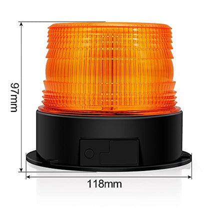 AnTom 2PCS Wireless Strobe Light Amber Warning Beacon Light for Trucks | Magnet Mount Rechargeable Waterproof Emergency Safety LED Rotating Flashing Light for Postal Car, Plowing Tractor, Golf Cart - color: Amber 2PCS