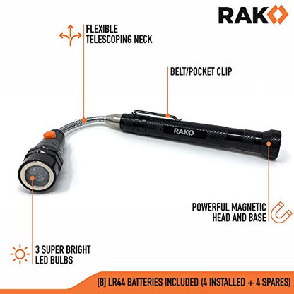 RAK Magnetic Pickup Tool Gifts for Men - Telescoping Magnet with LED Flashlight and 22 Inches Extendable Neck, Cool Gadgets Mechanic Tool, Holiday Gifts for Men, Dad, Husband, Grandpa, Handyman - style: Magnetic Pickup Tool