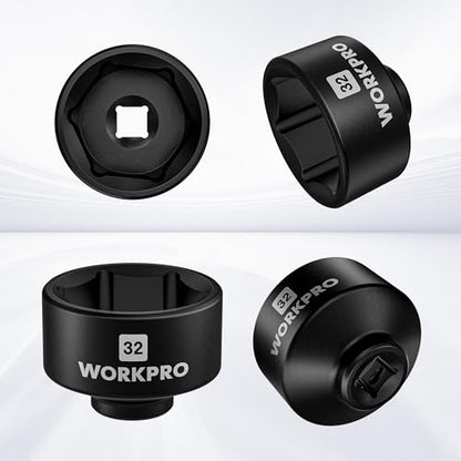 WORKPRO 32mm Oil Filter Socket Wrench, Oil Filter Removal Tool, Oil Filter Change Set, Ideal for Some Ecotec, TDI, VW, Audi, BMW, Polaris, GM, Volkswagen, Pontiac, Chevrolet, Saturn, Pontiac, Saab - style: 32mm