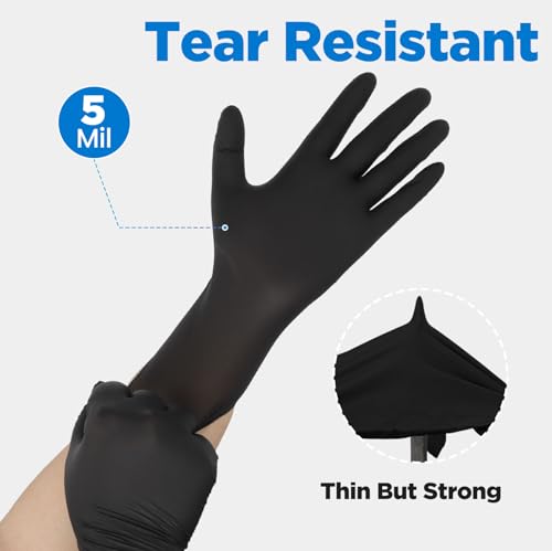 5 Mil 1000Pcs Food Grade Disposable Nitrile Gloves Small | Latex Free, Powder Free, Textured, Touchscreen, for Cooking, Nail Salon, Beauty, Tattoo, Pet Care, Cleaning - color: Black (1000 Pcs), size: Small