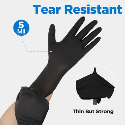 Food Grade 5 Mil Disposable Nitrile Gloves Large, 100Pcs | Latex/ Powder Free, Textured, for Cooking Food Prep, Painting, Oil Change, Changing Wheels, Mechanics, Pet Care, DIY - color: Black(100 Pcs), size: Large