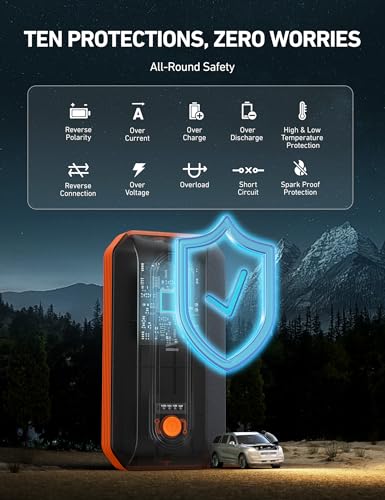 AstroAI B8 3000A Car Battery Jump Starter, 12V Jump Starter Battery Pack (up to 9.0L Gasoline and 7.0L Diesel Engine), Portable Jump Box with 3 Modes Flashlight and Jumper Cable - color: Orange