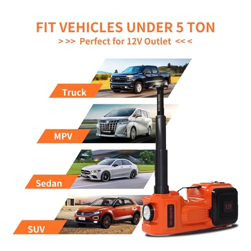 Floor Jack Electric Car Jack Kit 5Ton Hydraulic Car Jack with Inflatable Pump Electric Wrench Lifting Machine Air Pump Car Jacks,Orange Set - color: Orange Set