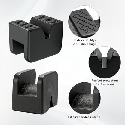Jack Stand Pads, Universal Rubber Jack Pad Adapter, Universal Rubber Slotted Frame Rail Pinch welds Protector for Jack Stand Accessories（Black 4 Pack ） - color: Black 4