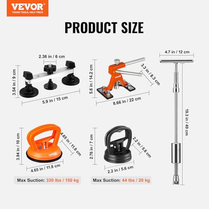 VEVOR 117 PCS Car Dent Puller Kit, Paintless Dent Repair Tool with Lifter, Slide Hammer & Suction Cup for Auto Body Dents, Hail Damage, Door Dings - style: 117PCS