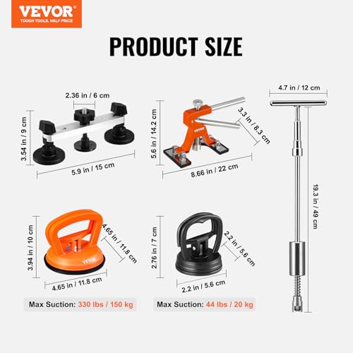 VEVOR 117 PCS Car Dent Puller Kit, Paintless Dent Repair Tool with Lifter, Slide Hammer & Suction Cup for Auto Body Dents, Hail Damage, Door Dings - style: 117PCS