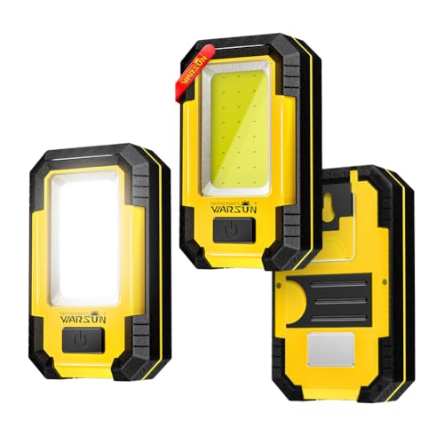 WARSUN 3 PC Led Work Lights Rechargeable Magnetic Mechanic Light Portable Worklight for Camping Car Repairing 30w 1200 High Lumens Bright, Yellow Stocking Stuffers Mens/Dad Gifts - color: Yellow 3 Pack