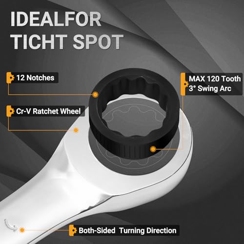 16-Piece Ratcheting Wrench Set, Combination Wrench Set, with Organizer, MM/Metric Max 120-tooth Chromium Vanadium Combination Wrench