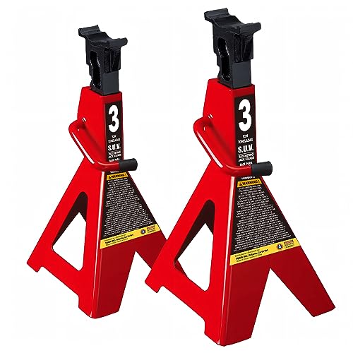 Big RED AT43006UR Steel Jack Stands: 3 Ton (6,000 LBs) Capacity, 2 Pack, RED - size: 3 ton, style: Extended Height Steel