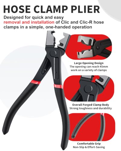 4 PCS Automotive Electrical Connector Removal Disconnect Pliers and Hose Clamp Pliers Tool Set, Plug Connector Separator, Perfect for Car Repairs and Maintenance, DIY and Mechanical