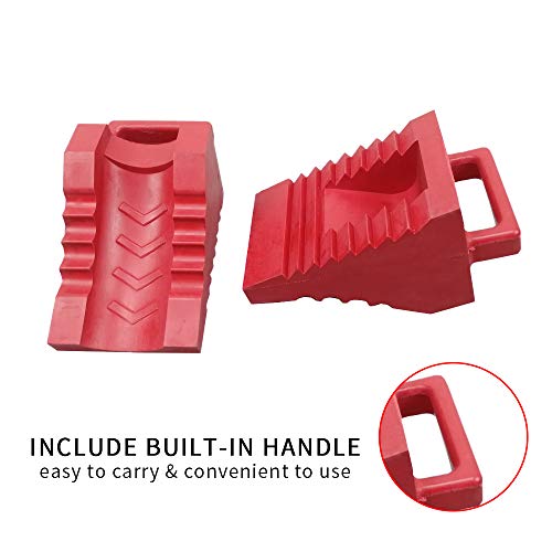 ROBLOCK 2 Pack Rubber Wheelchair Chock Stopper with Handle for Wheelchair Stability Hospital Garden Dinner Room- Red - color: Red