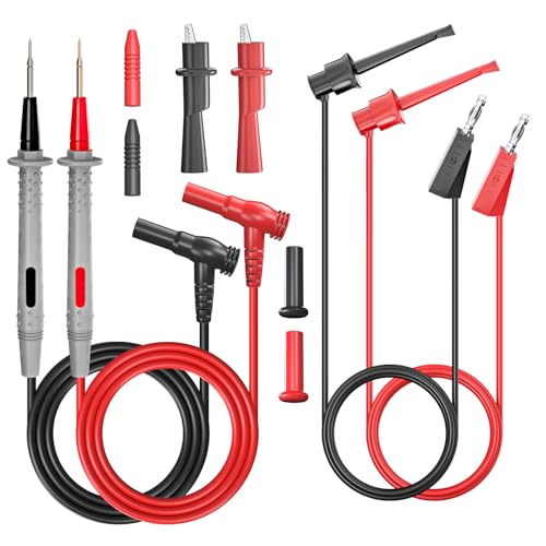 Goupchn 6PCS Multimeter Test Leads Kit for Electrical Testing | Push On Alligator Clips, Stackable Banana Plug to Test Hook Cable Set, 1000V 10A - style: P1506C