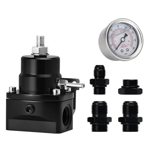 EFI Fuel Pressure Regulator Kit with Bypass Return 0-100psi Pressure Gauge AN6-6AN Fuel Line Hose Fitting Connectors Kit Adjustable Universal Aluminum
