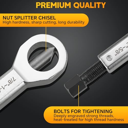 4 Pack Metal Nut Splitter Set 9-12mm, 12-16mm, 16-22mm, 22-27mm | Heavy Duty Nut Splitter Breaker Cracker Broken Damaged Corroded Screw Nut Removal Splitting Extractor