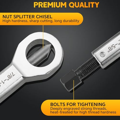 4 Pack Metal Nut Splitter Set 9-12mm, 12-16mm, 16-22mm, 22-27mm | Heavy Duty Nut Splitter Breaker Cracker Broken Damaged Corroded Screw Nut Removal Splitting Extractor