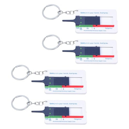 Professional Tire Treads Depth Gauges 0 to 20mm Slider Tool with Keychains Attachment ABS for Auto Motorcycle Maintenanc
