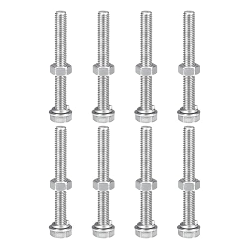 uxcell M8 x 70mm Hex Head Screws Bolts, Nuts, Flat & Lock Washers Kits, 304 Stainless Steel Fully Thread Hexagon Bolts 8 Sets - size: M8 x 70mm
