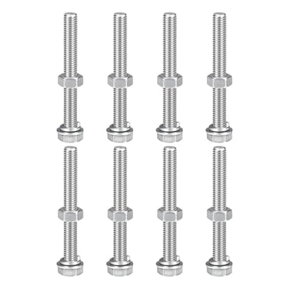 uxcell M8 x 70mm Hex Head Screws Bolts, Nuts, Flat & Lock Washers Kits, 304 Stainless Steel Fully Thread Hexagon Bolts 8 Sets - size: M8 x 70mm
