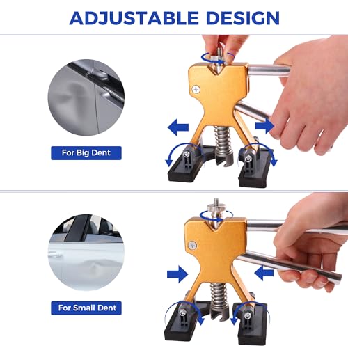 117 PCS Dent Removal Kit, Paintless Dent Repair Kit with Golden Lifter, Bridge Puller, Slide Hammer T-bar Dent Puller, Car Repair Tool for Auto Body Dents,Repairing Dings and Hail Damage