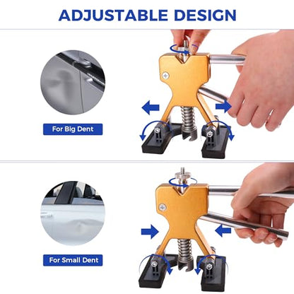 117 PCS Dent Removal Kit, Paintless Dent Repair Kit with Golden Lifter, Bridge Puller, Slide Hammer T-bar Dent Puller, Car Repair Tool for Auto Body Dents,Repairing Dings and Hail Damage