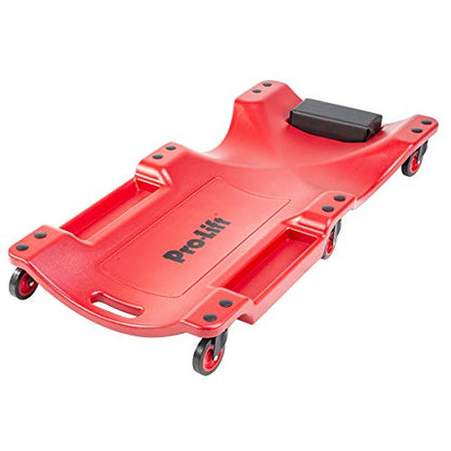 Pro Lift Mechanic Plastic Creeper 40 Inch - Blow Molded Ergonomic HDPE Body with Padded Headrest & Dual Tool Trays - 350 Lbs Capacity Red - color: Red
